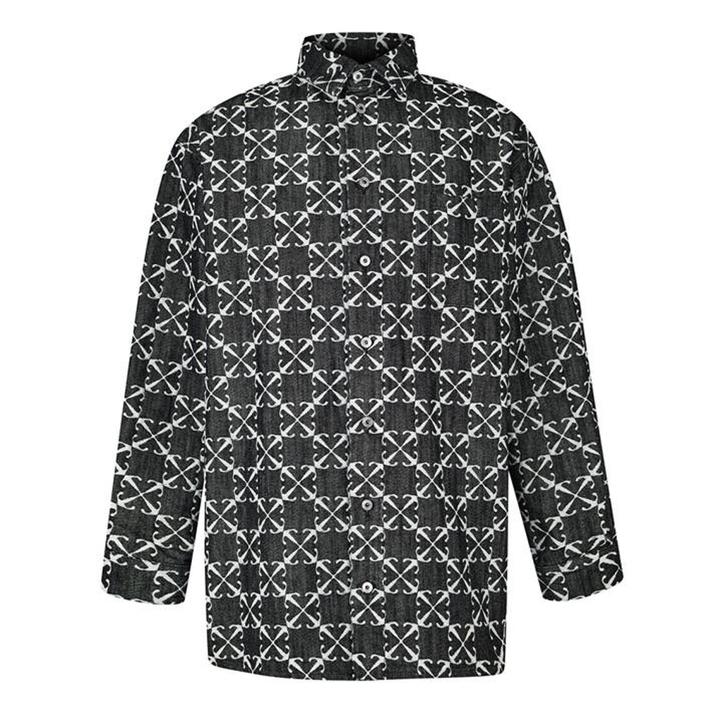 Off White Jacquard Logo Denim Shirt - Blue